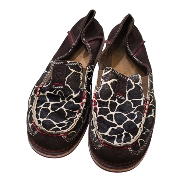 Ariat Chocolate Chip Giraffe Print Cruiser Slip-on Shoes 8.5 Leather - Picture 1 of 9